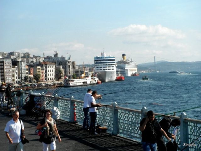 Istanbul port area and the Galata Bridge